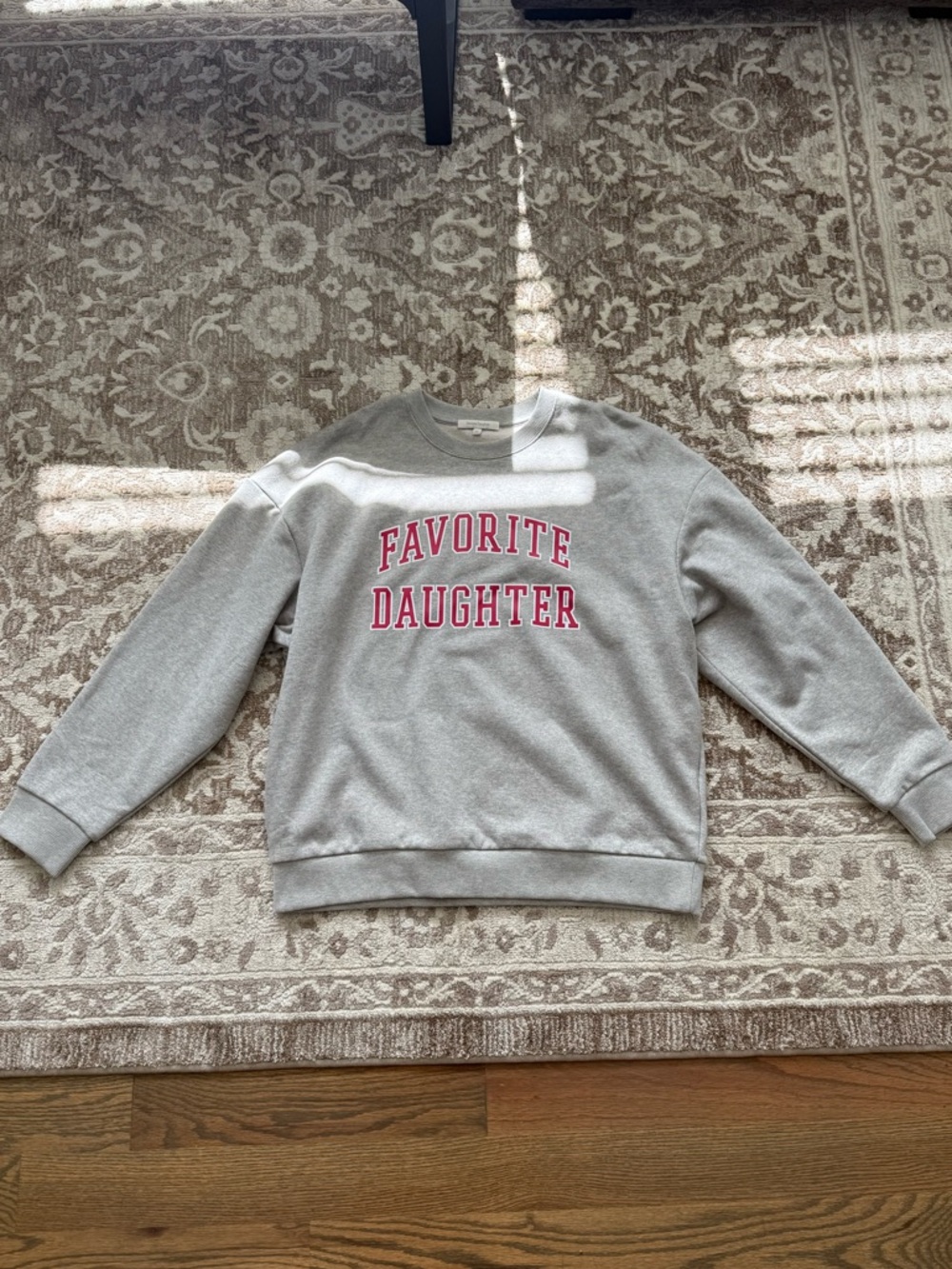 Favorite Daughter Gray Sweatshirt with Pink Lettering